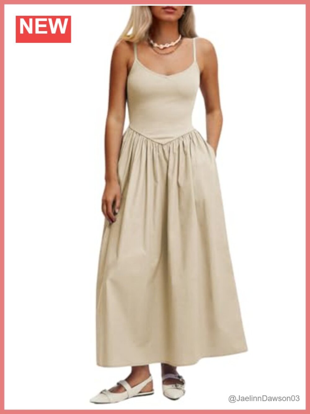 Women's Sleeveless V-Neck Maxi Dress with Pockets Slim Fit Spaghetti Strap